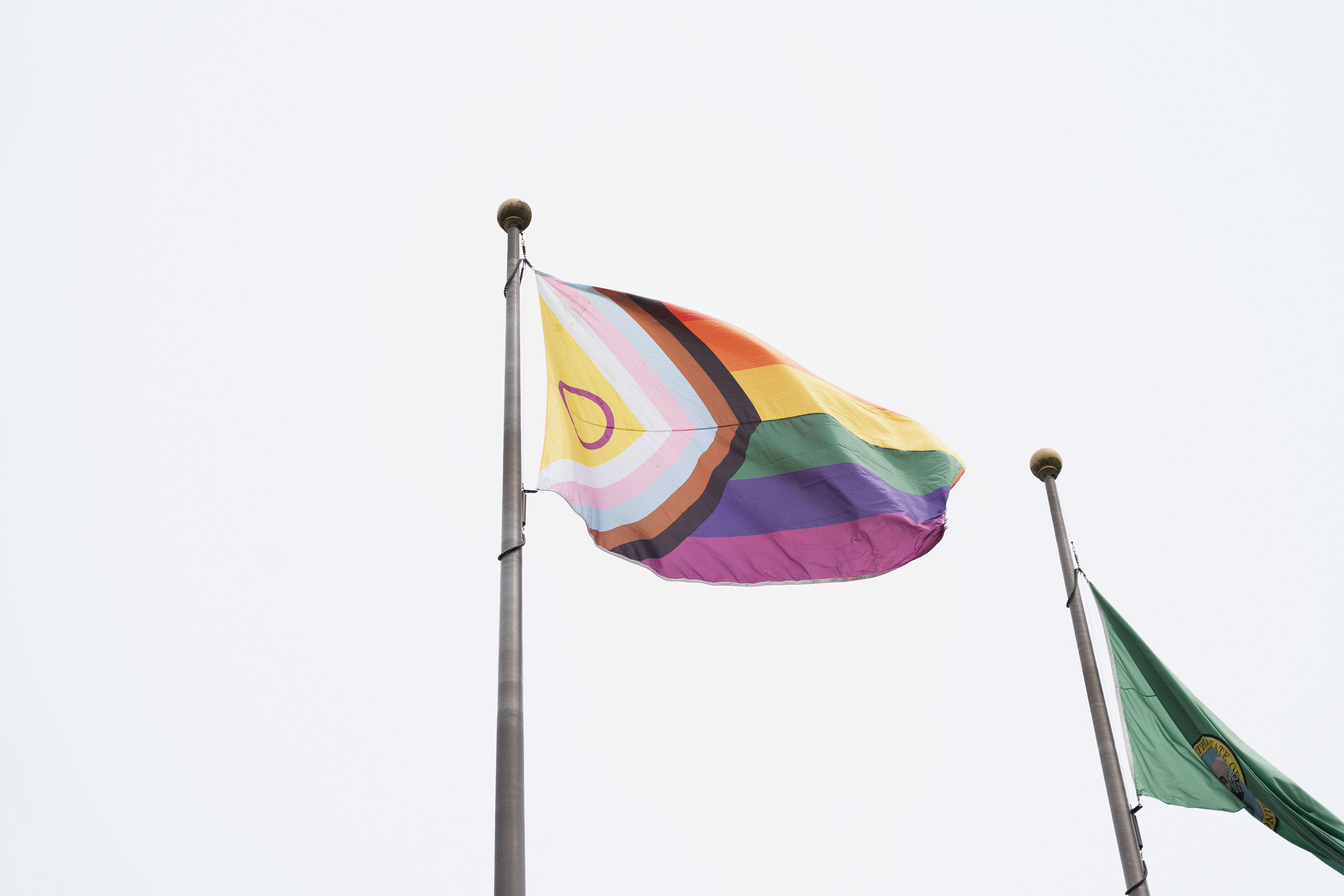 Pride Flag flying over WA State Capitol