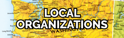 Text "Local organizations" over a map of Washington state