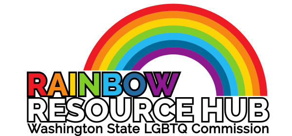 Rainbow Resource Hub Logo: "RAINBOW" is in rainbow letters and a rainbow arcs around the words.