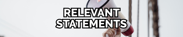 Text "Relevant Statement" over a background with a megaphone