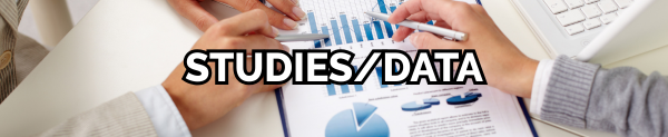 text "Studies and Data" over someone going over a paper with charts and graphs