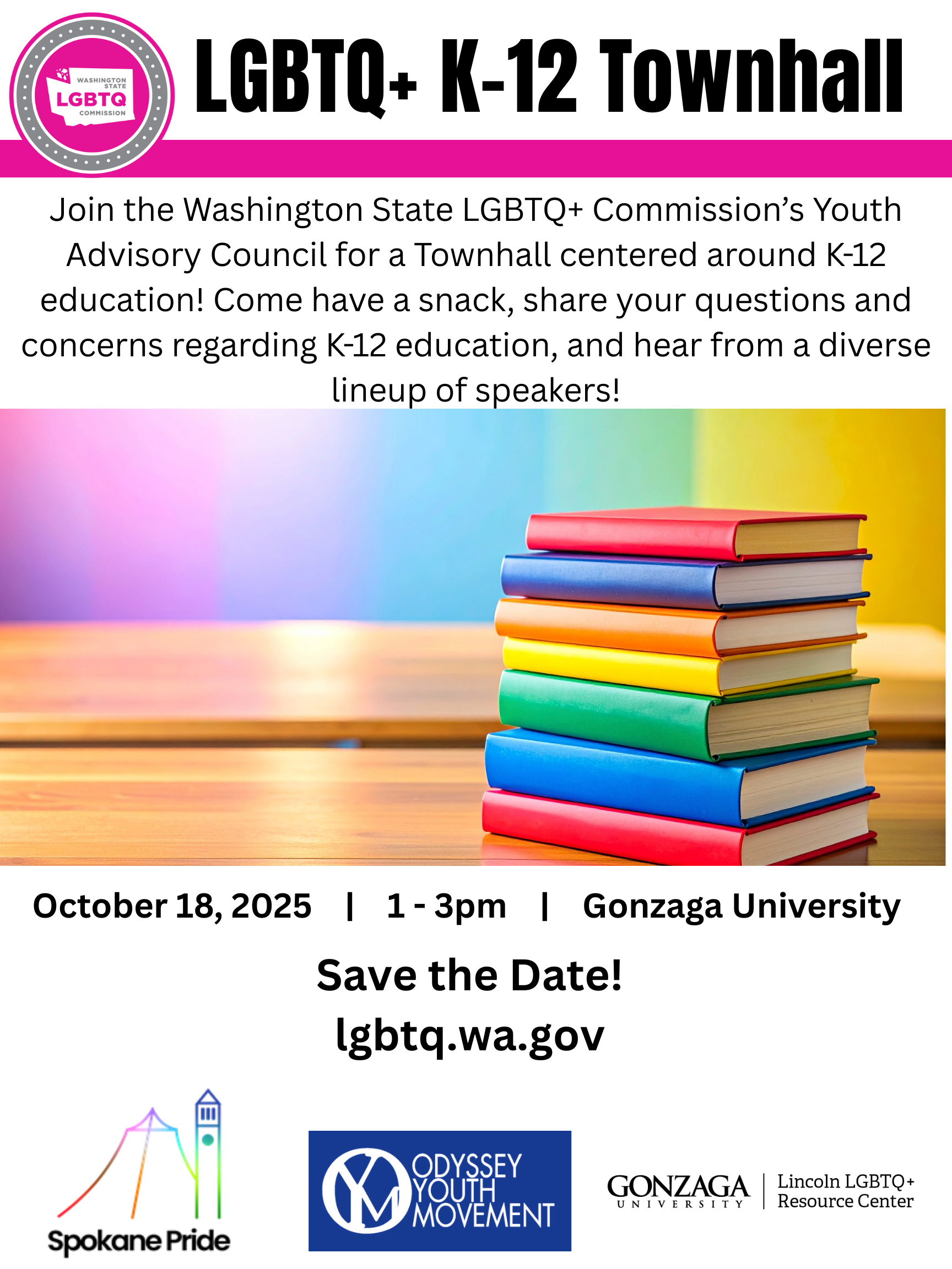 K12 Townhall Poster with rainbow books