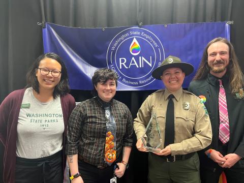 Parks and Recreation Commission posing with the RAIN Agency Award