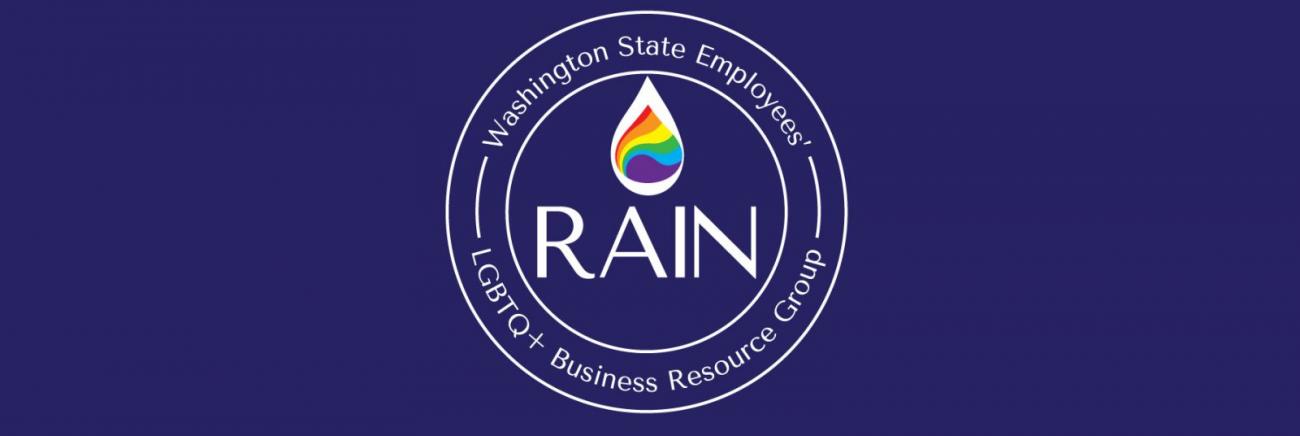 RAIN logo on purple background