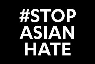 Black background with Stop Asian Hate letters