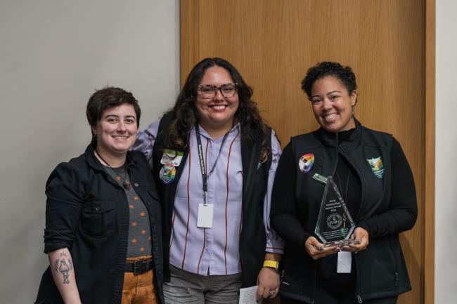 Gabriella Arwen, Montse Walker My, and Natasha House (WA State Parks) accepting RAIN Outstanding Agency Award