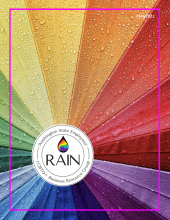 cover of rain spring 2021 newsletter, rainbow umbrella