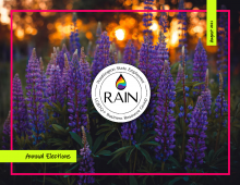 cover of rain summer 2021 newsletter, lavender flowers